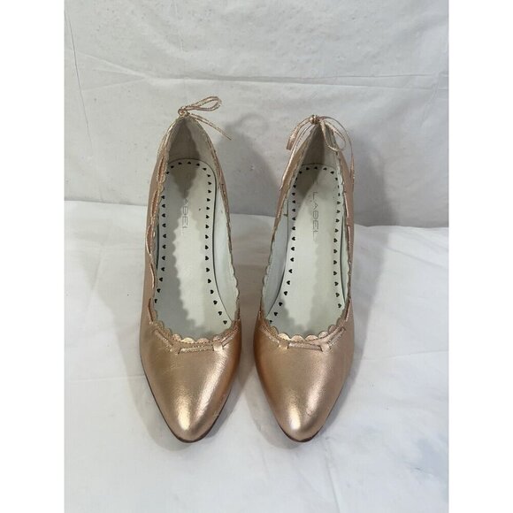 C LABEL rose gold Pump leather bow Size 6 - Picture 1 of 14
